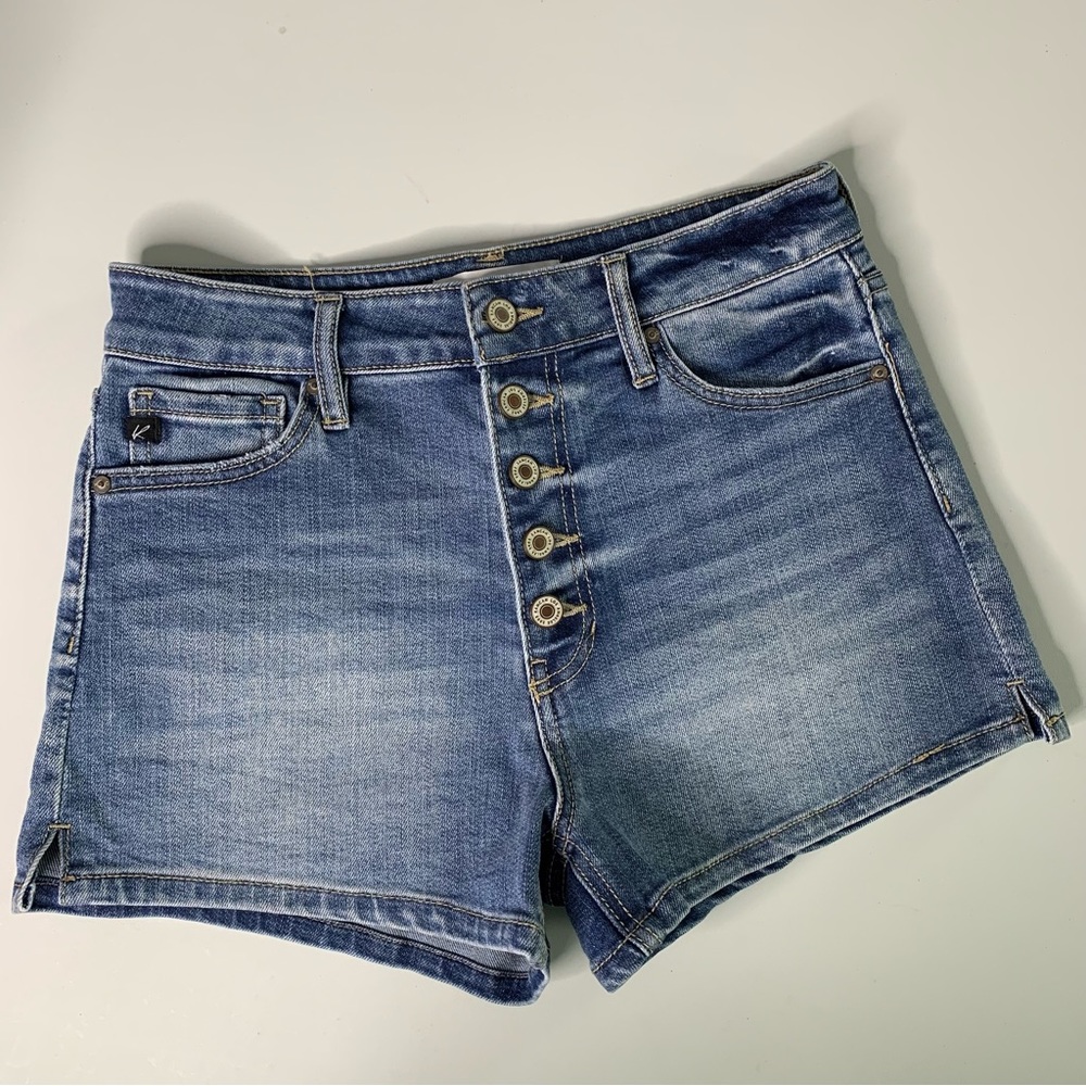 KanCan High Rise Button Fly Shorts Stone Medium Wash 28